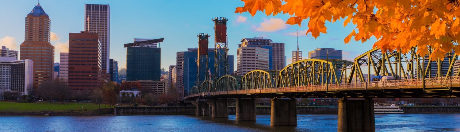 Portland Oregon Skyline in Fall from Immigration Law Group, LLC Offices